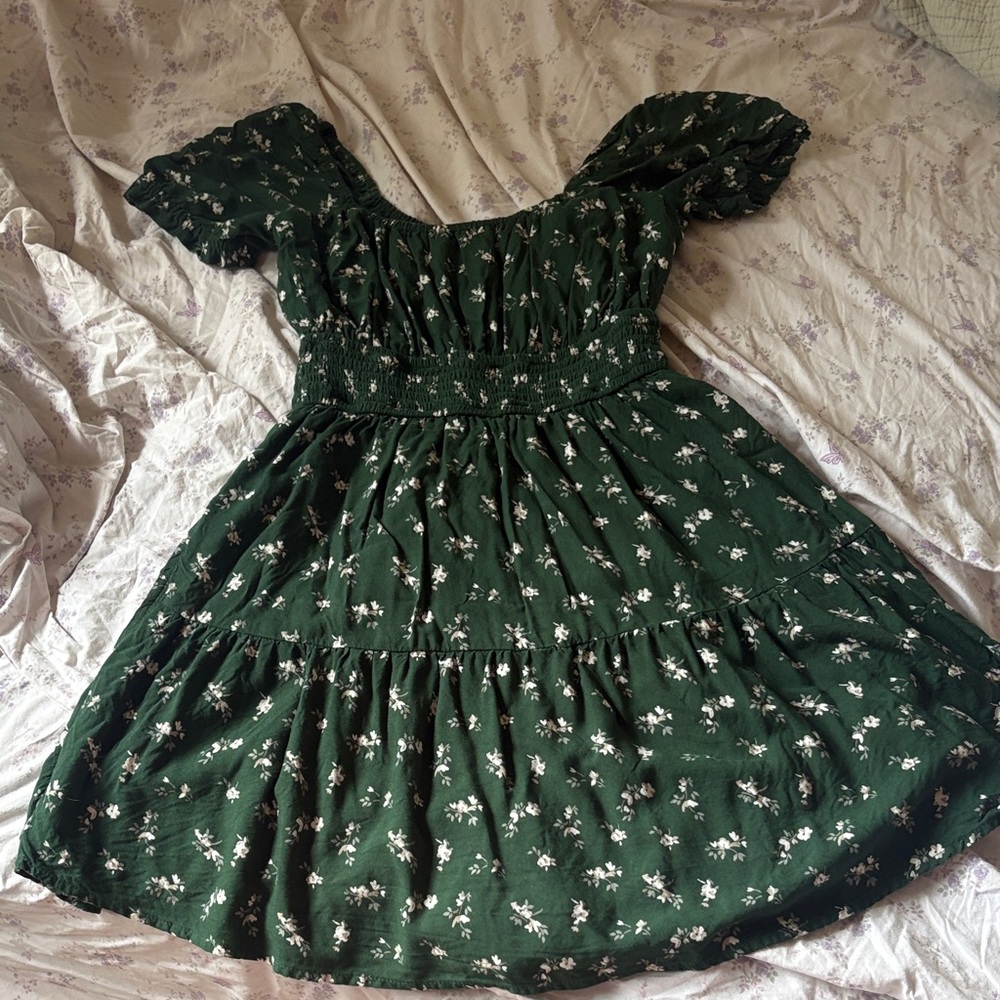 Hollister Forest Green Floral Maxi Dress